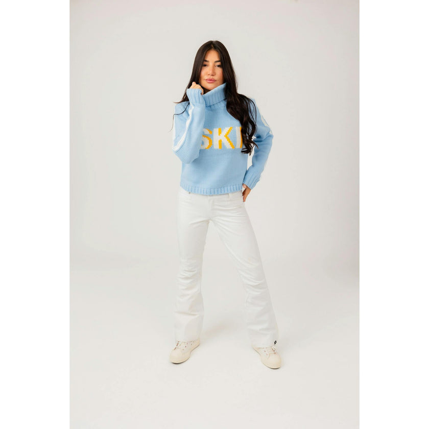 Women's Retro Ski Knit Cropped Turtleneck Sweater