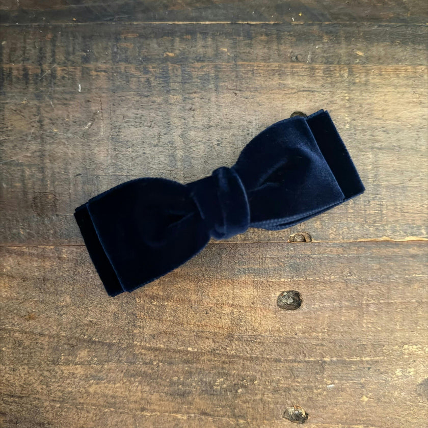 Double Velvet Bows, Burgundy/Navy Bundle Set