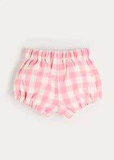 Catherine Gingham Button Detail Bloomers in Pink (3mths-2yrs)