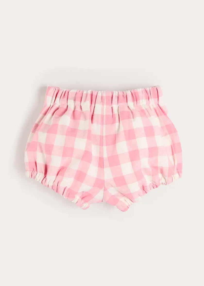 Catherine Gingham Button Detail Bloomers in Pink (3mths-2yrs)