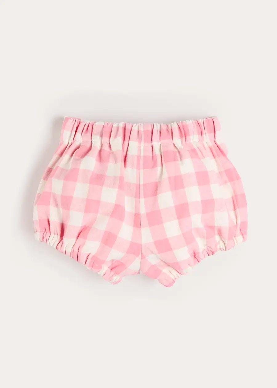 Catherine Gingham Button Detail Bloomers in Pink (3mths-2yrs)