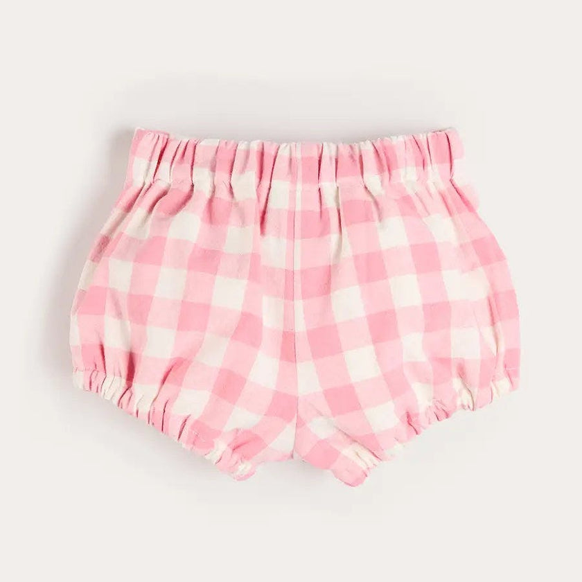 Catherine Gingham Button Detail Bloomers in Pink (3mths-2yrs)