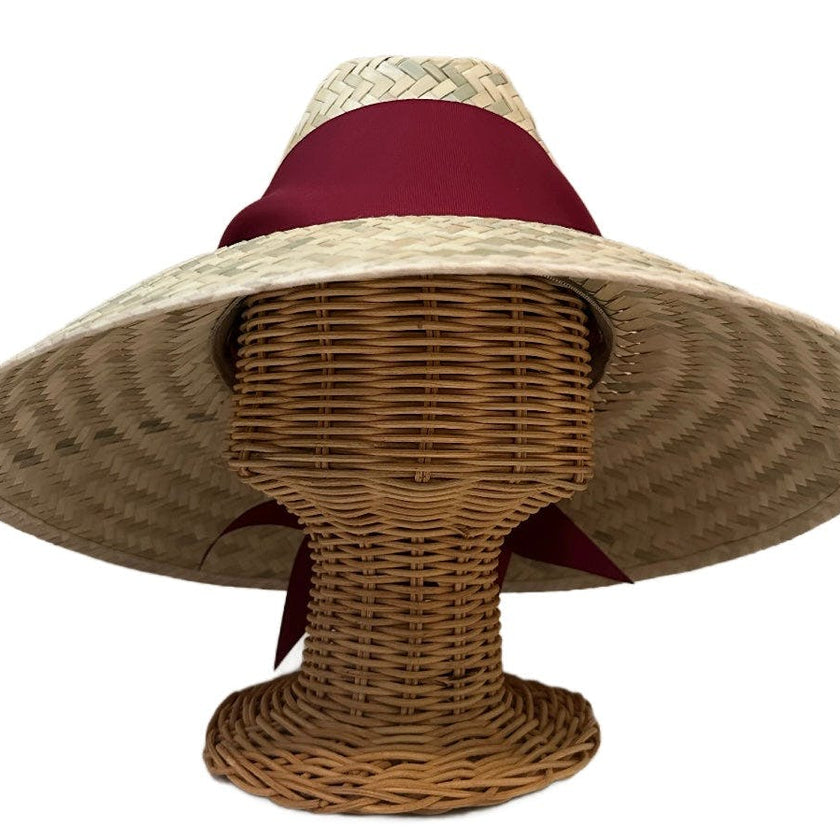 Begonia Sun Hat - Maroon Wide & Short Grosgrain Ribbon