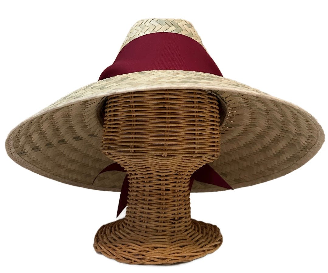 Begonia Sun Hat - Maroon Wide & Short Grosgrain Ribbon