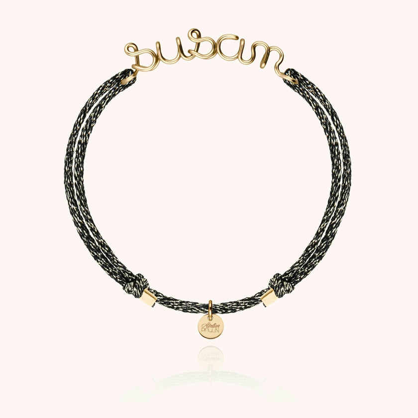 Personalized Lurex Cord Bracelet, Yellow Gold-Filled