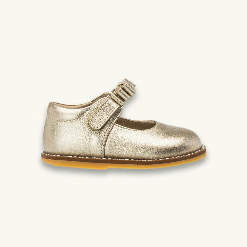 Toddler Bow Mary Jane | Gold Leather