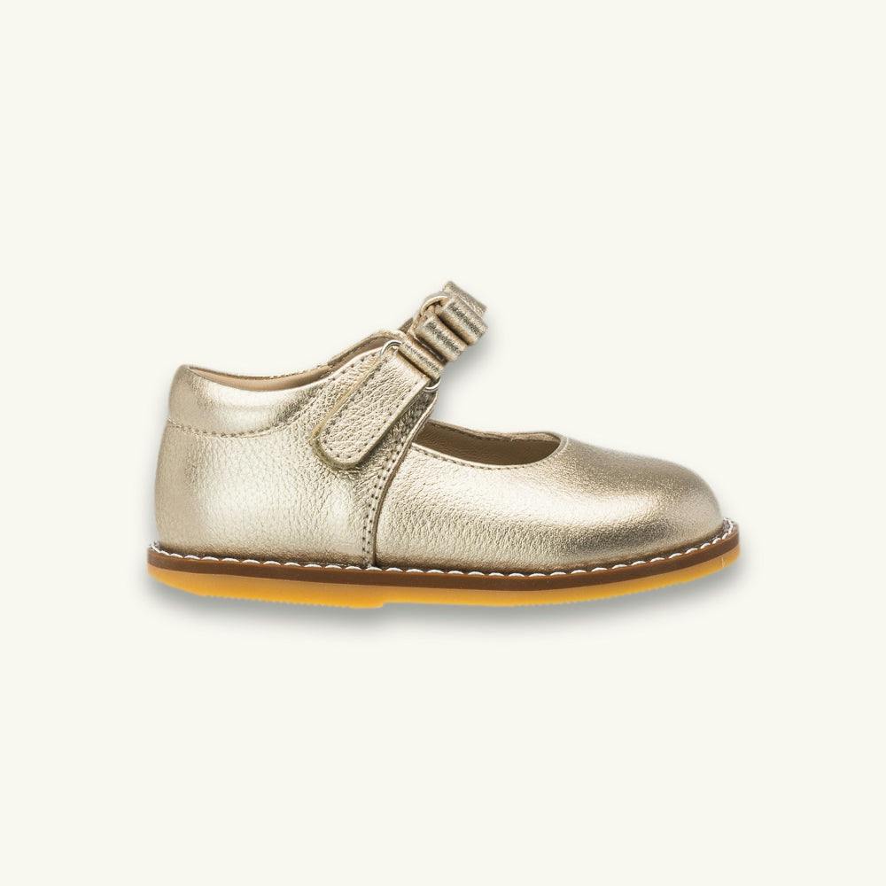 Toddler Bow Mary Jane | Gold Leather