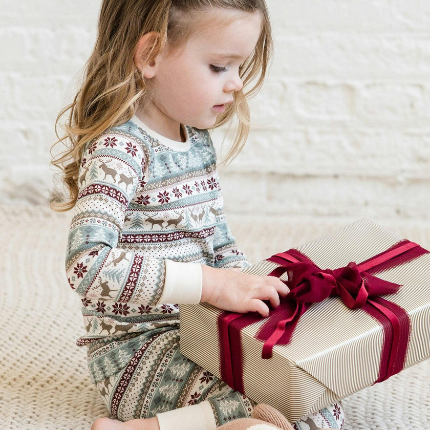 2 Piece Long Sleeve Jammie Set Basket / Cranberry