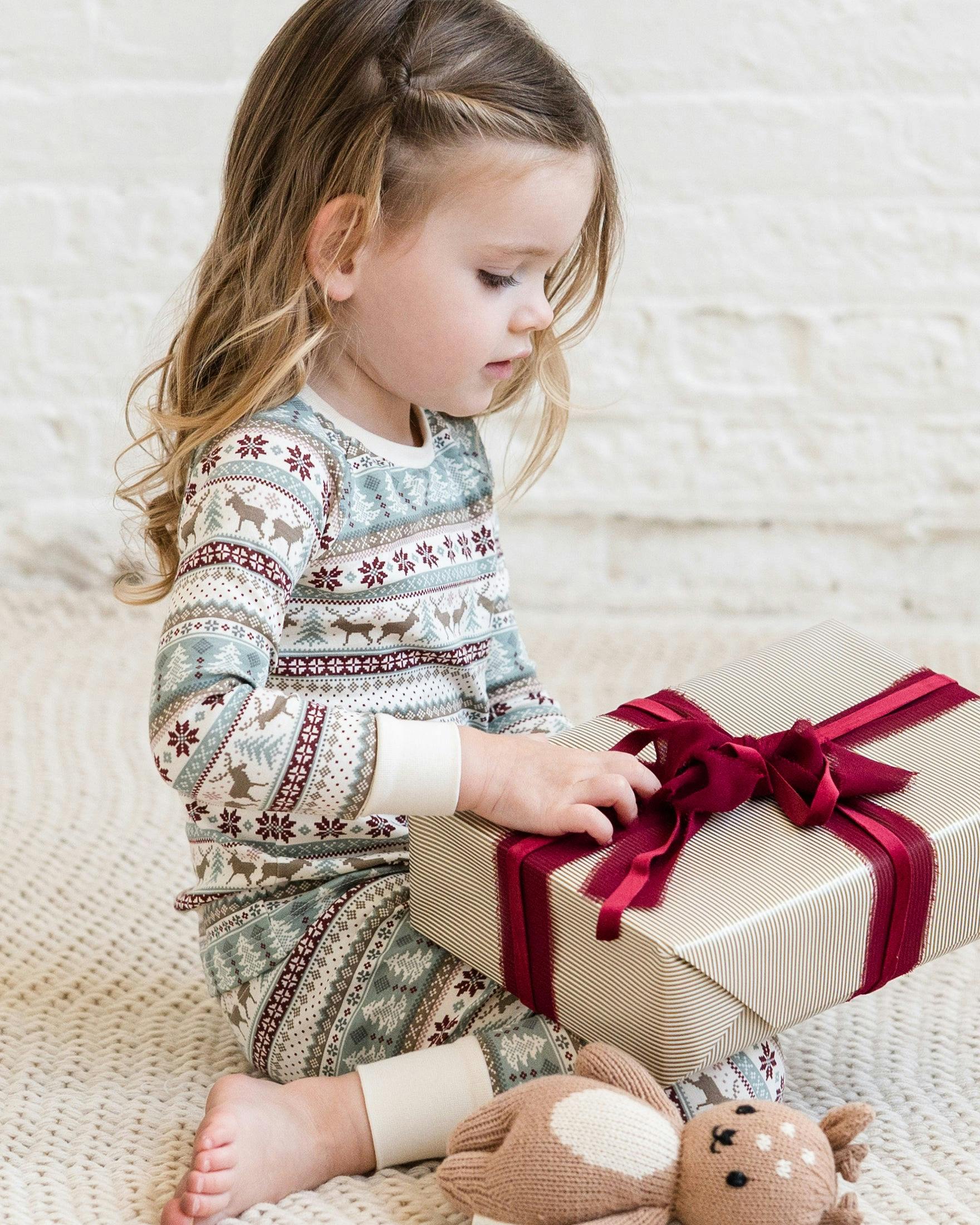 2 Piece Long Sleeve Jammie Set Basket / Cranberry