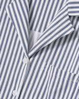 The Olivia Wide Leg Pima Pajama Set in Navy French Ticking