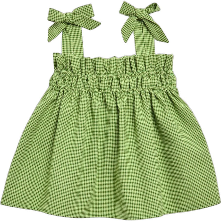children's vichy frilled top - matcha green