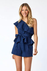 Piper Peplum Top Navy