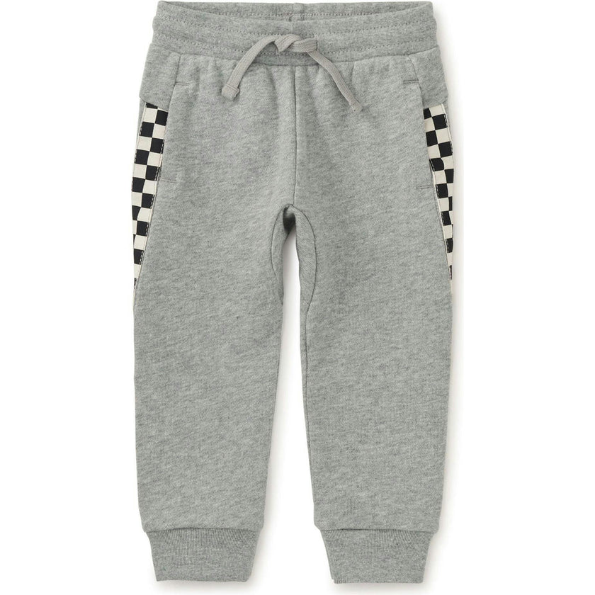 Stripe-Out Elastic Waist Drawstring Pocket Joggers, Grey
