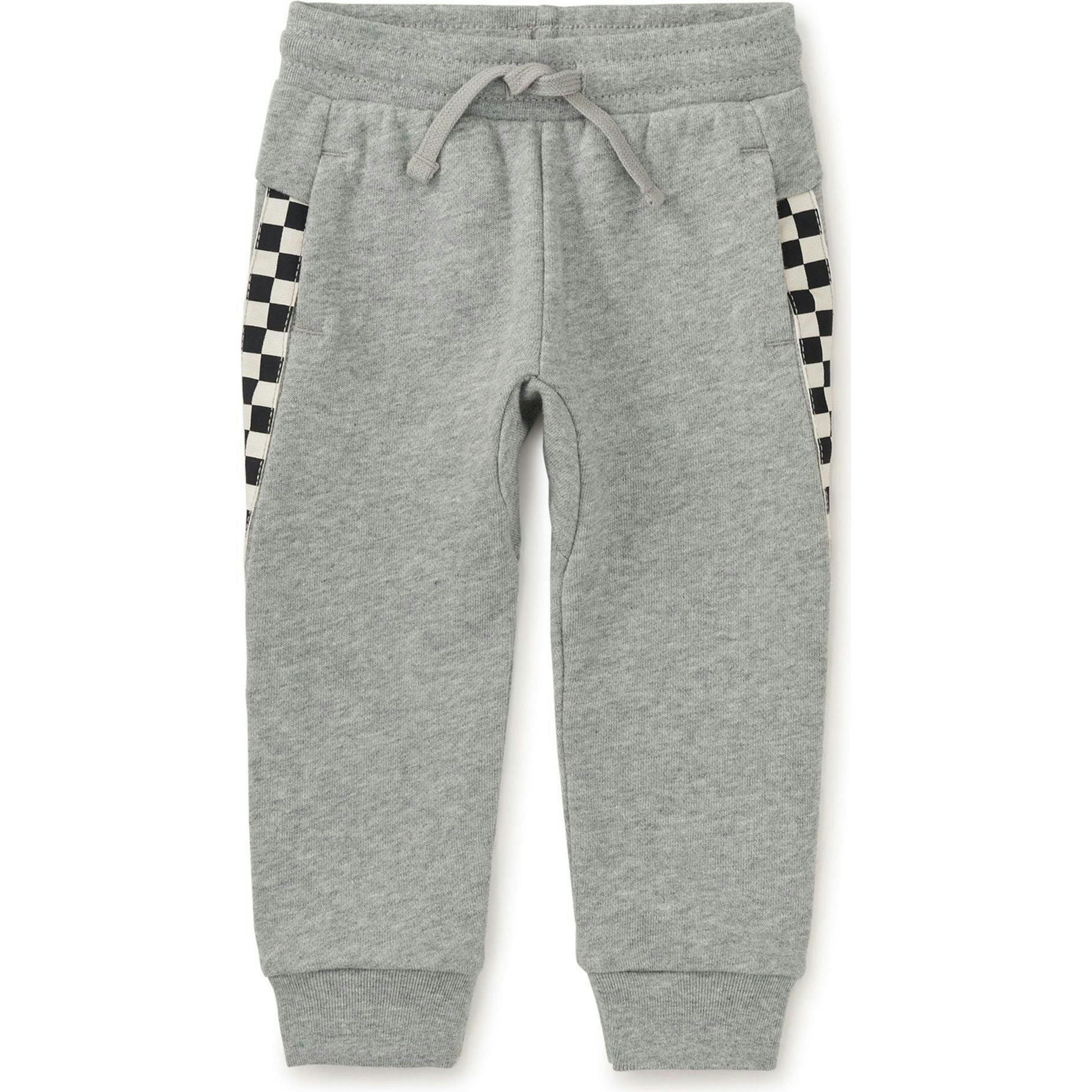 Stripe-Out Elastic Waist Drawstring Pocket Joggers, Grey