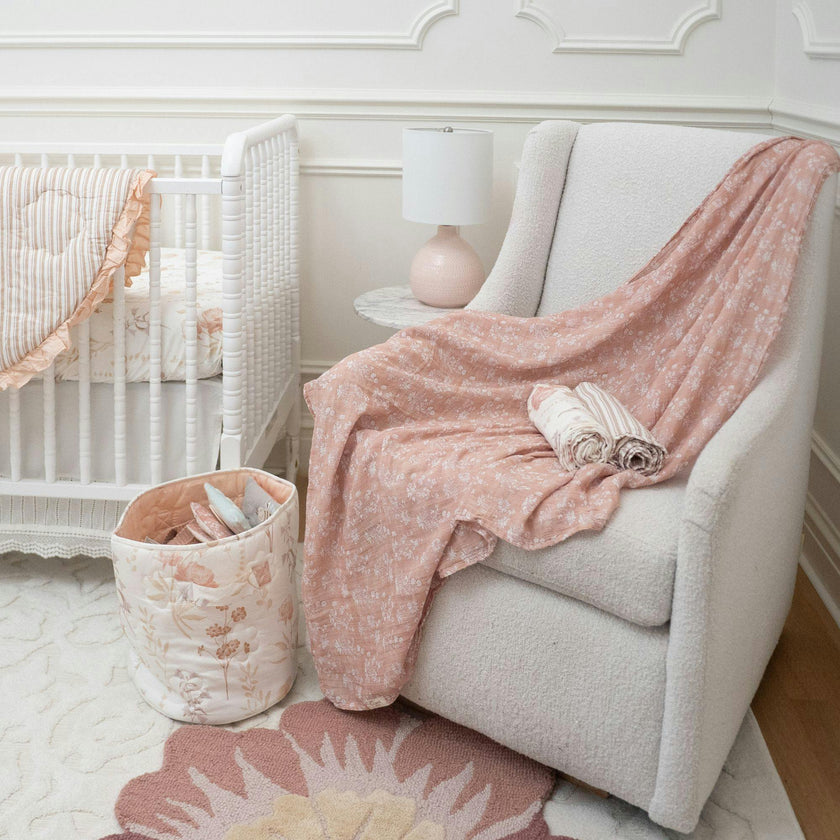 Violet Cotton Muslin Swaddle Blanket Set (Wildflower, Set of 3)