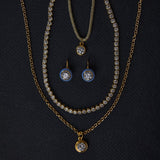 Gold Lurex Necklace Cord with Bezel Charm