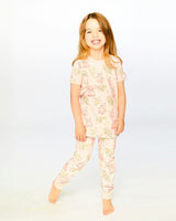Organic Cotton Two-Piece Pajamas Set Pale Pink Print