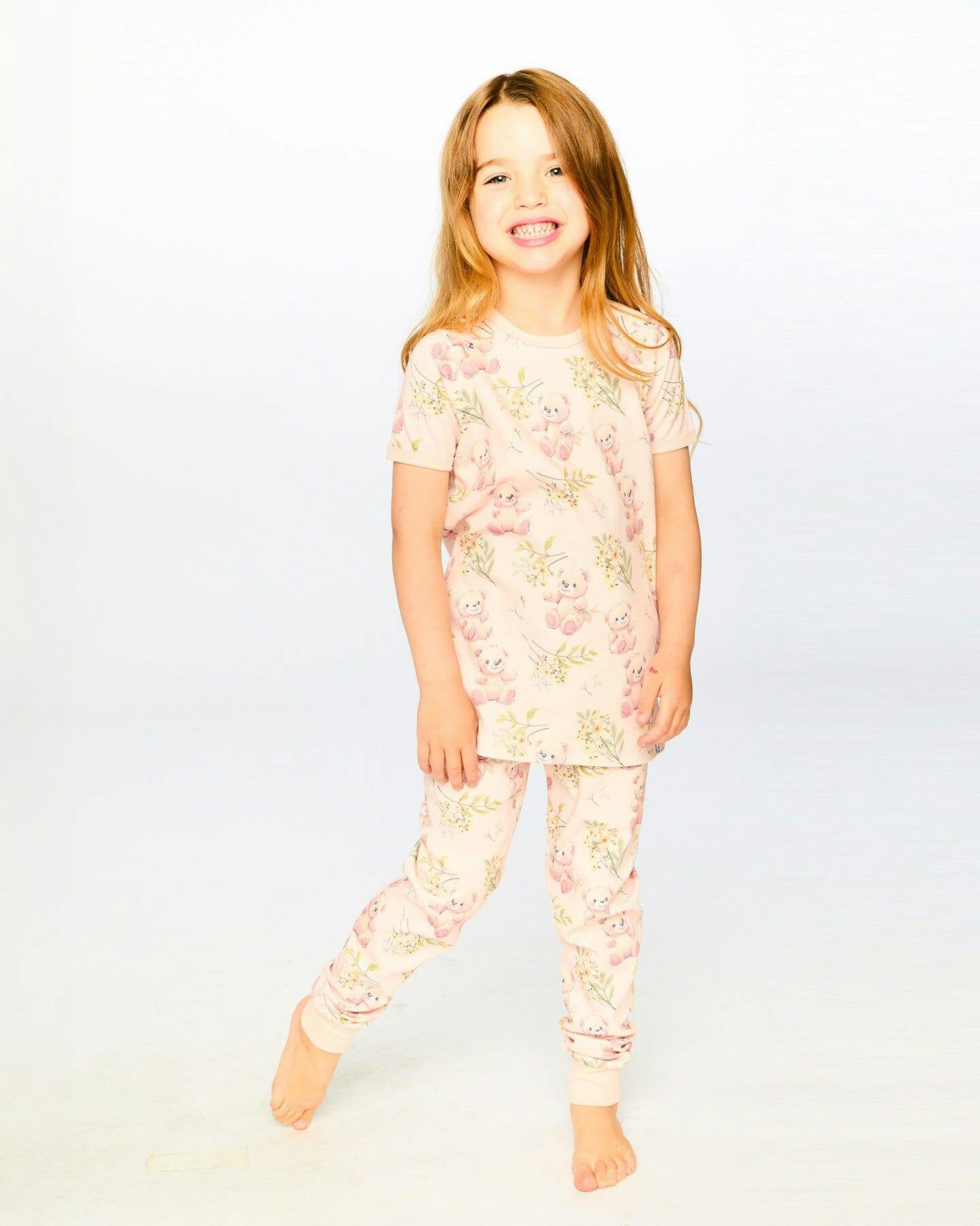 Organic Cotton Two-Piece Pajamas Set Pale Pink Print