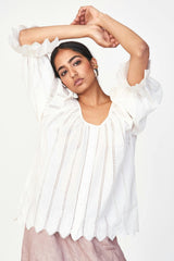Seville Top in White Vine Eyelet