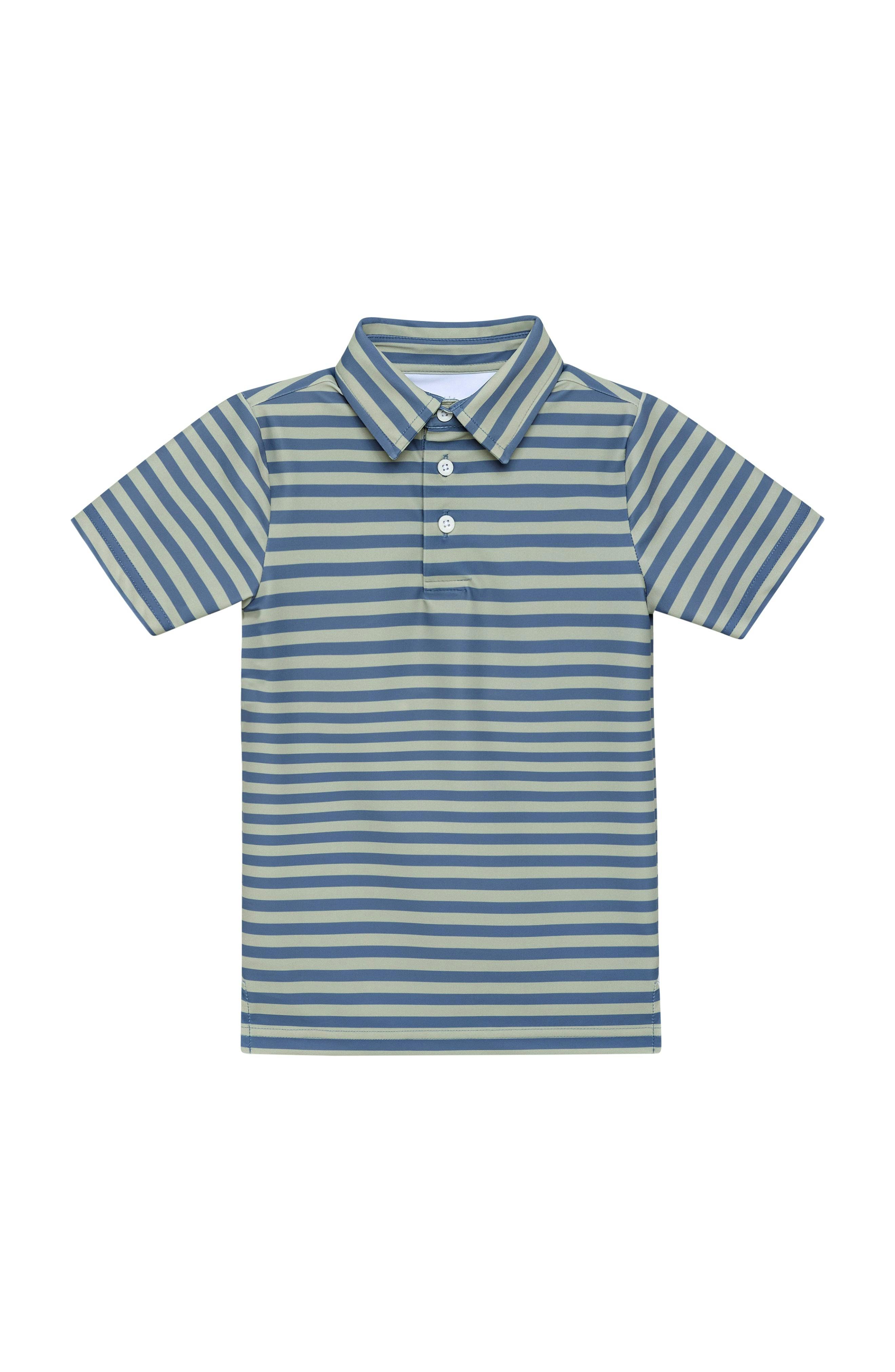 slate/sage qb stripe polo shirt
