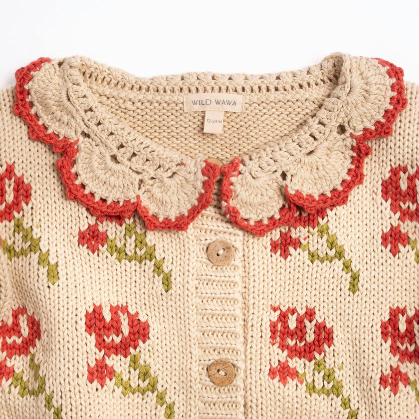 Ines Cardigan in Rouge Bloom