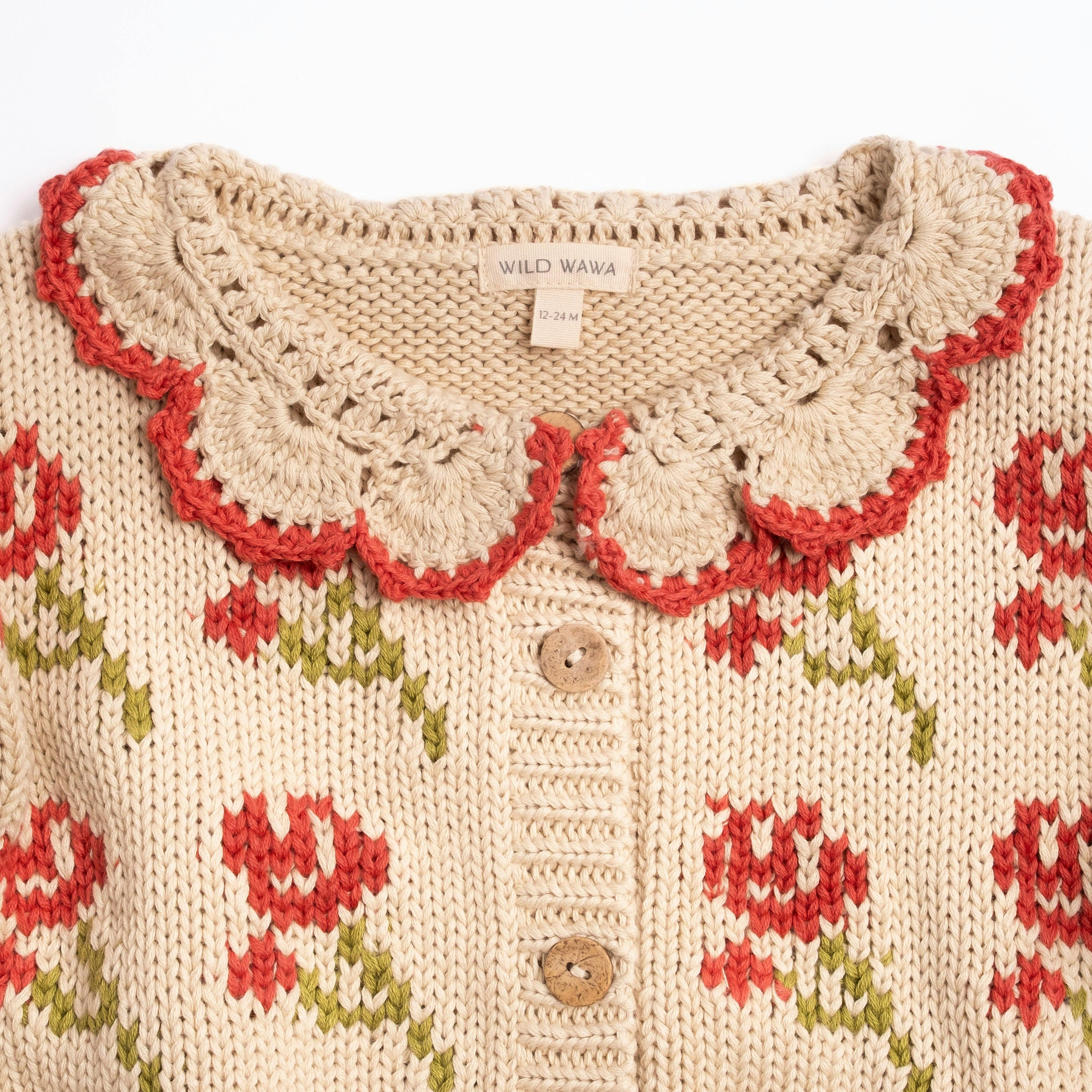 Ines Cardigan in Rouge Bloom