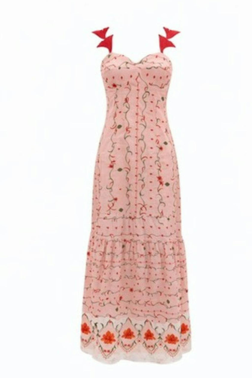 Zoe Pink Petal Floral Midi Dress