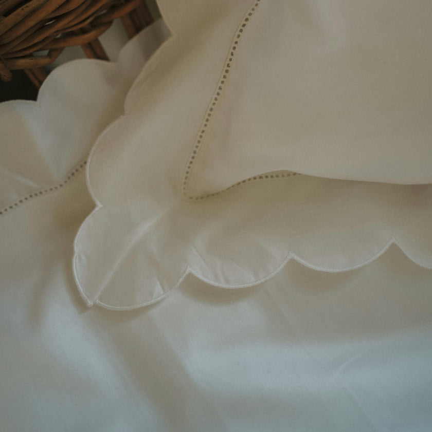 Scalloped Starlight Toddler Pillow, White