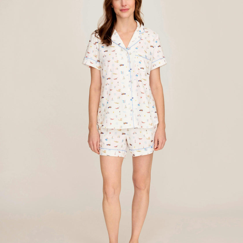 Women's Twill Short Sleeve Short Set in Summer Nostalgia