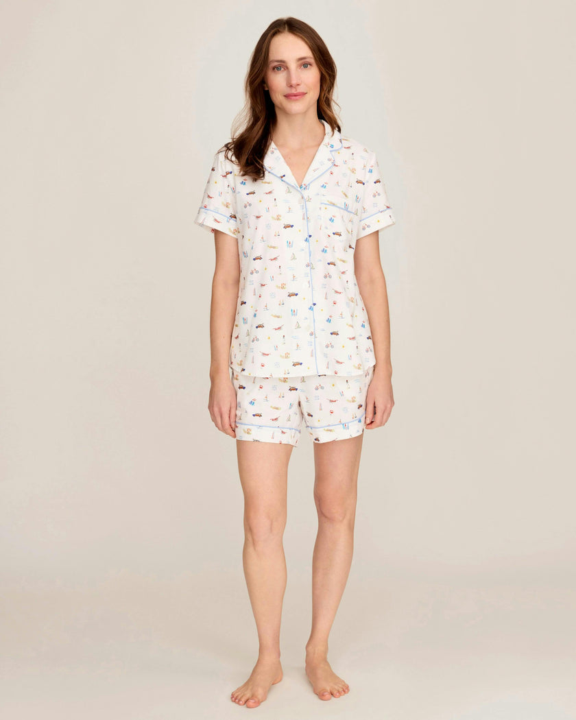 Women's Twill Short Sleeve Short Set in Summer Nostalgia