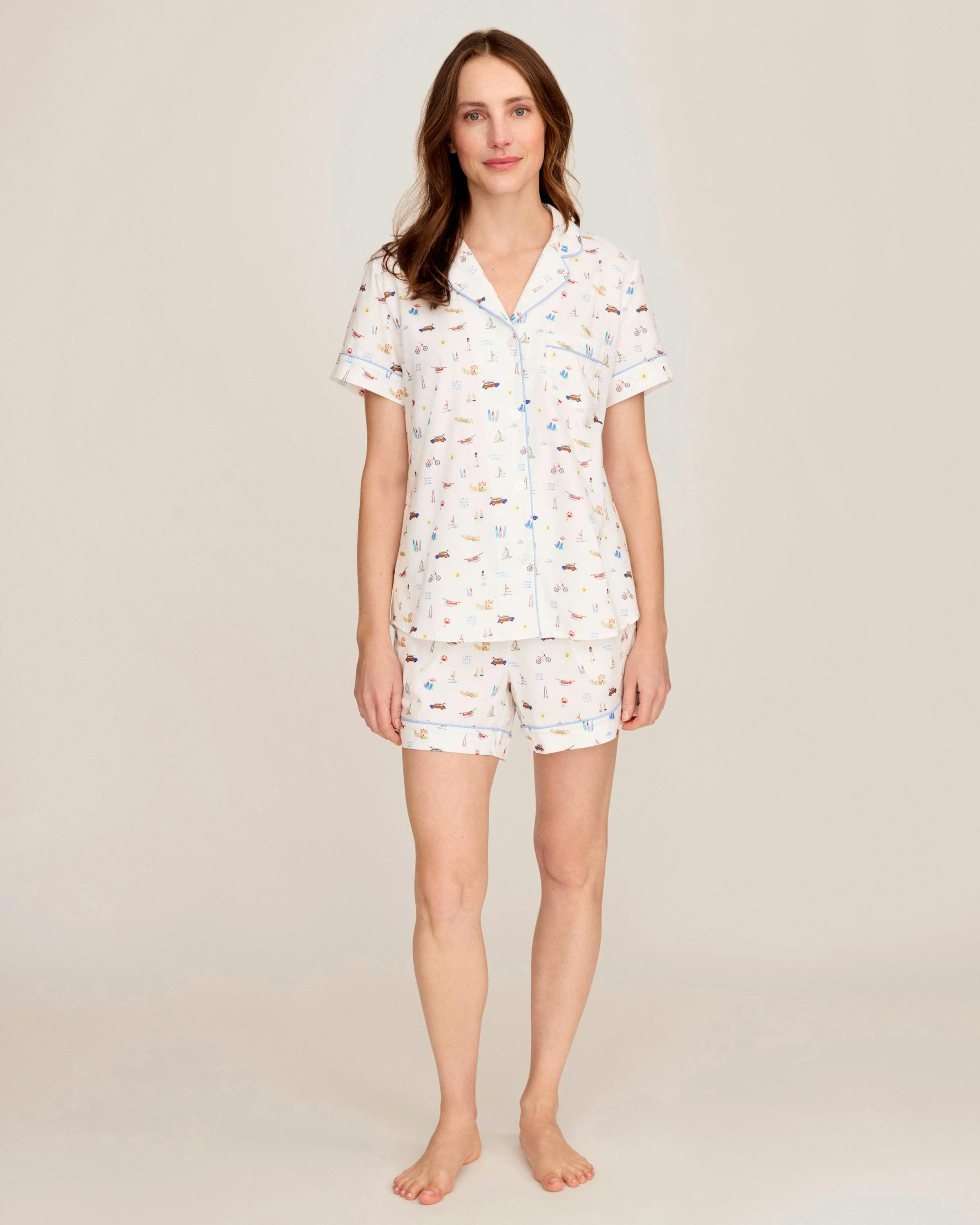 Women's Twill Short Sleeve Short Set in Summer Nostalgia