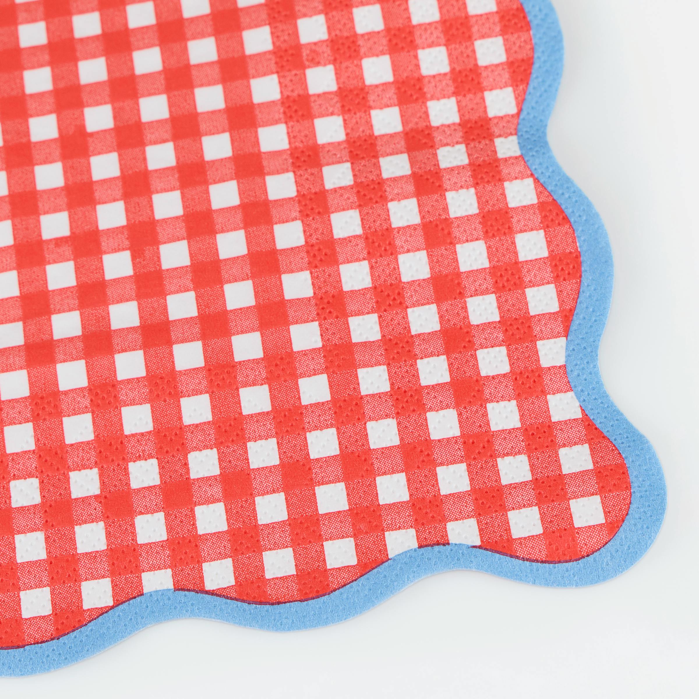 Red Gingham Large Napkins (x 16)