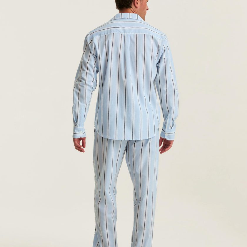 Men's Twill Pajama Set in Coastal Stripe