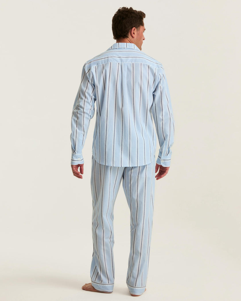 Men's Twill Pajama Set in Coastal Stripe