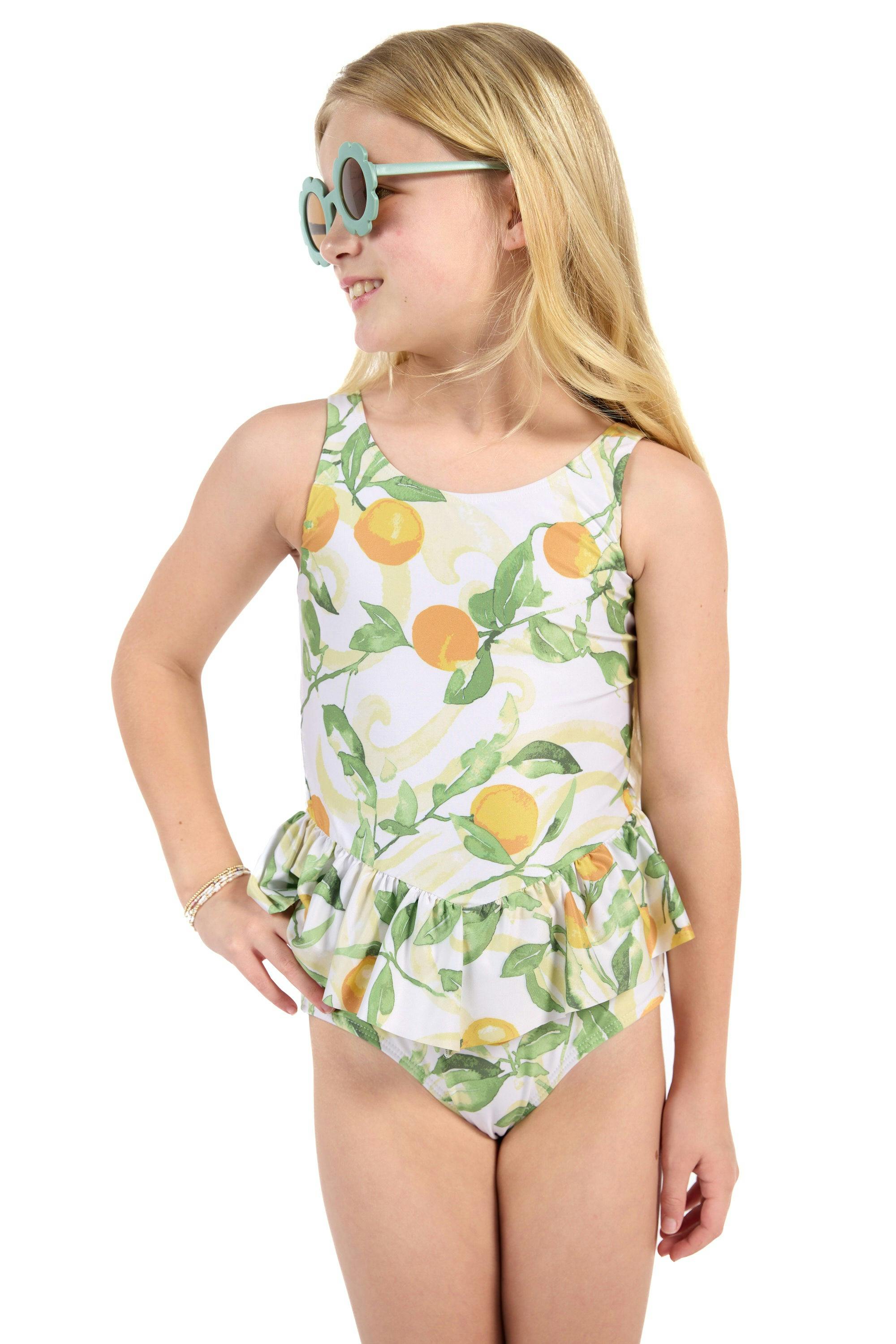 The Valencia - Girls Ruffle One Piece with Tutu Swimsuit UPF 50+