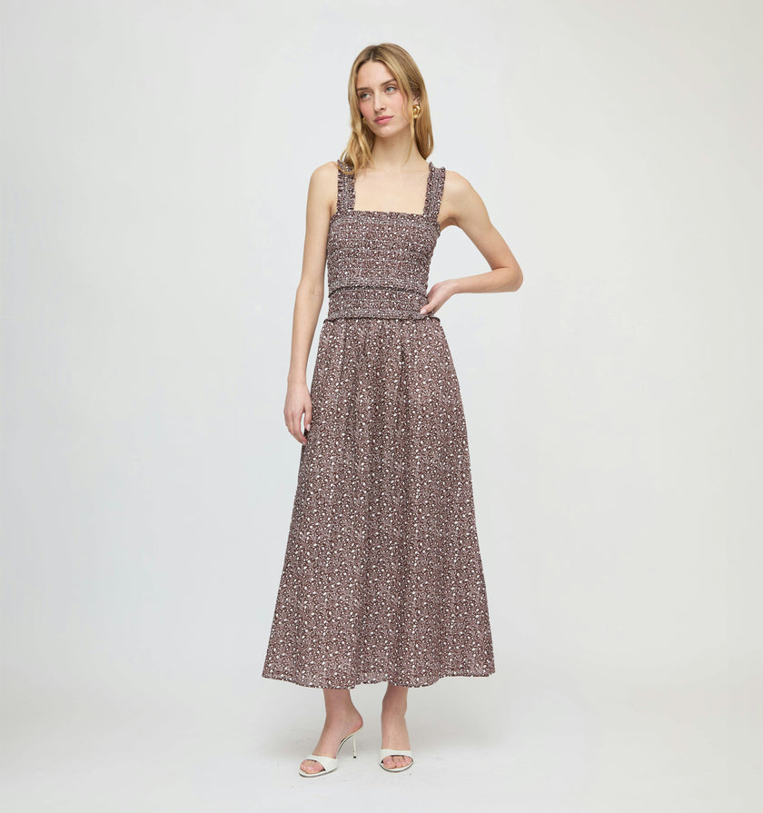 The Azalea Maxi Nap Dress - Chocolate Ditsy Thistle