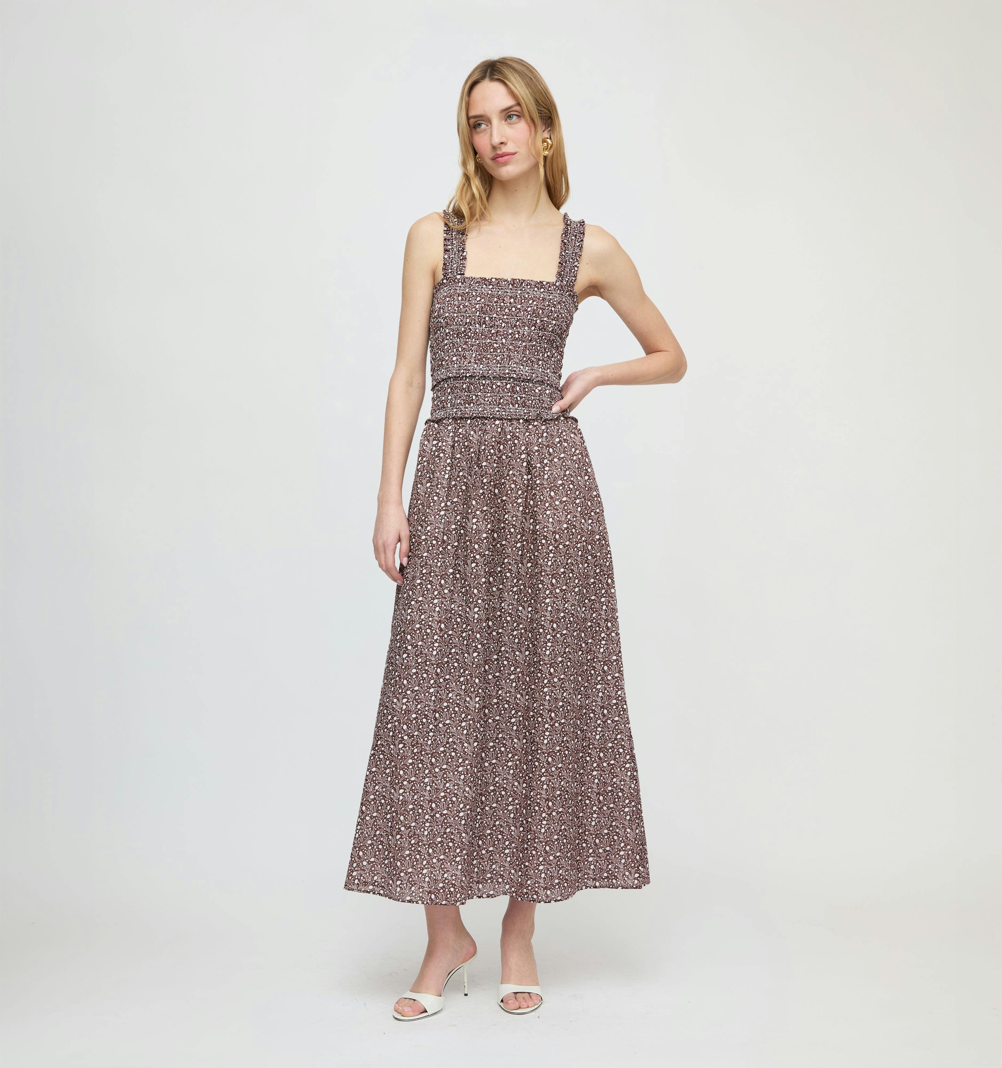 The Azalea Maxi Nap Dress - Chocolate Ditsy Thistle