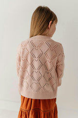 Girls Textured Sweater Cardigan in Textured Rose Cloud