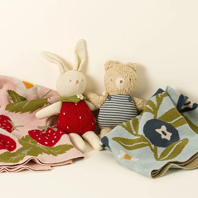 Blueberry Blanket and Henry Bear Plush Toy Set