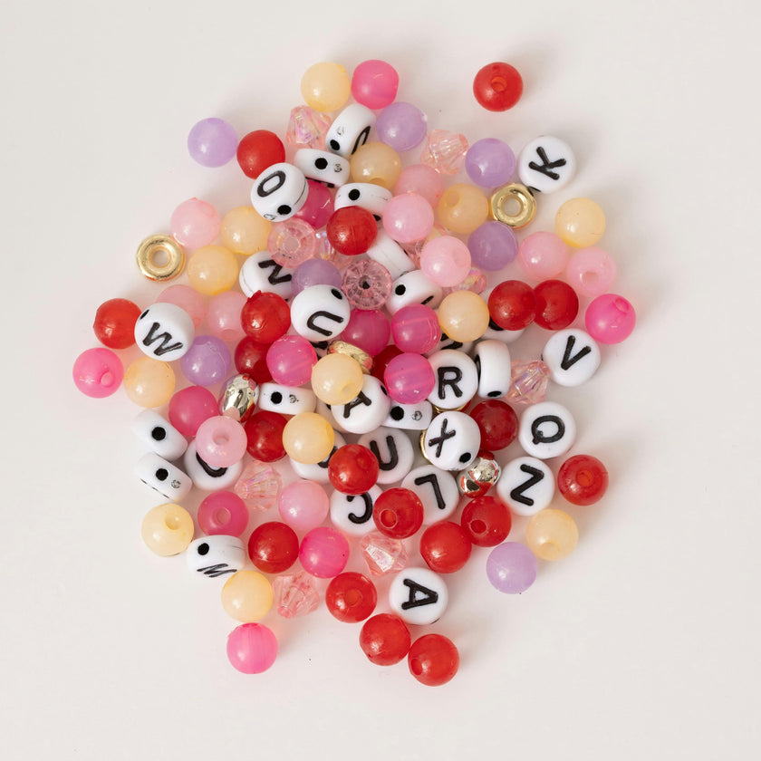 Sunset Colorful Alphabet Bead DIY Stretch Bracelet Kit with Silver Dolphin Charm