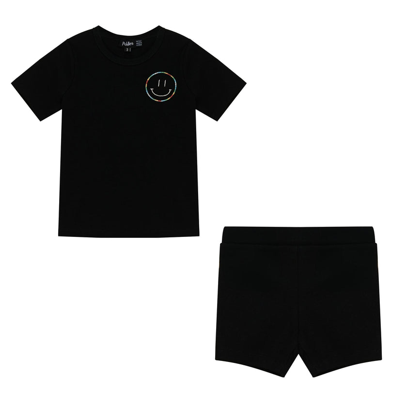 Smiley Embroidered Shorts Set
