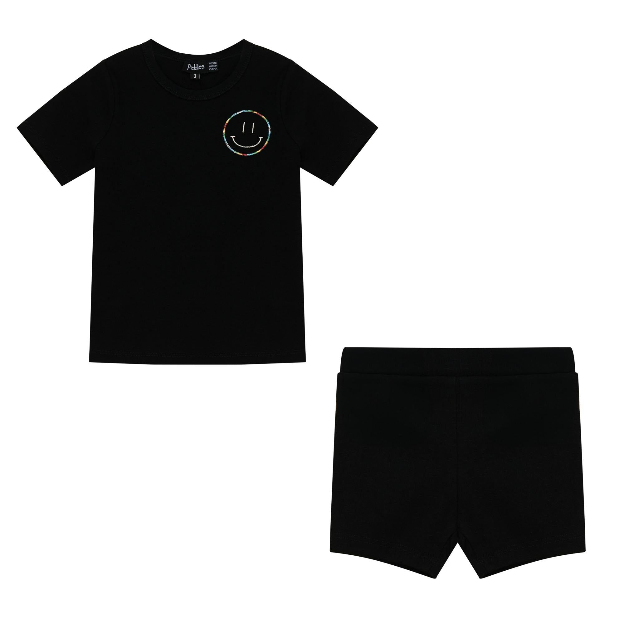 Smiley Embroidered Shorts Set