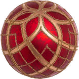 80MM Red with Gold Plaid Glass Ball Ornaments