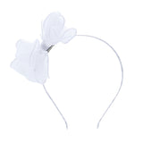 White Embroidered Bow Headband