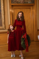 Vera June Dress in Poinsettia Velvet
