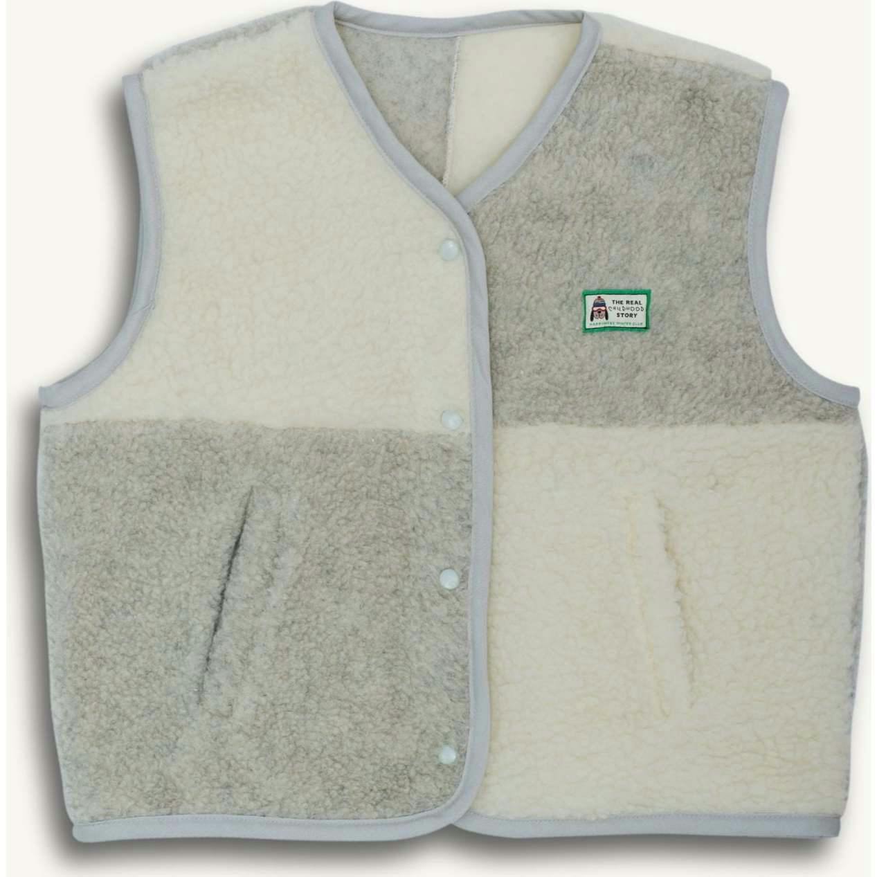 children's merino wool vest - cream & grey
