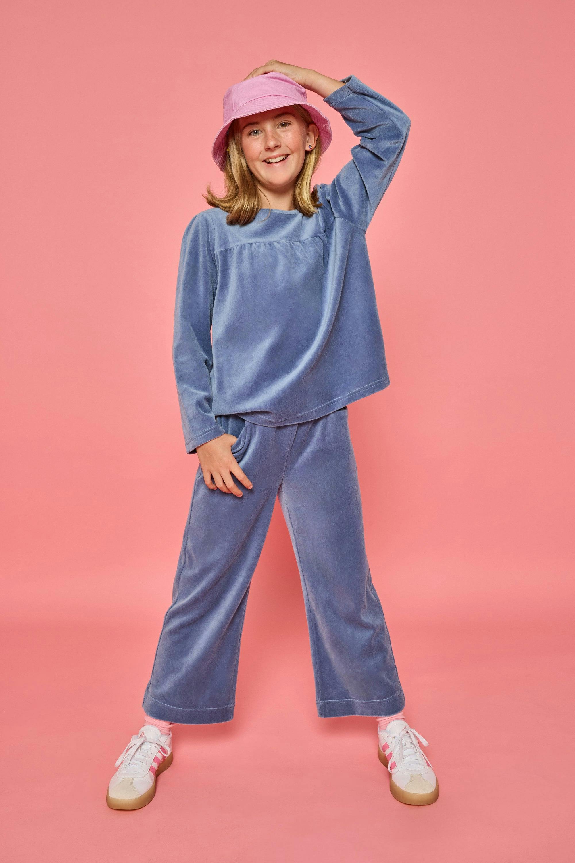 Palazzo Pants -  Dusty Blue Velour
