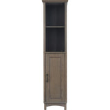 Russell Modern Farmhouse Linen Tower Storage Cabinet with Open Shelves for Bathrooms or Hallways