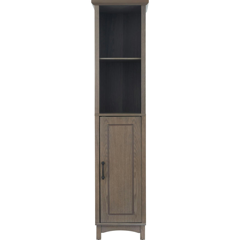 Russell Modern Farmhouse Linen Tower Storage Cabinet with Open Shelves for Bathrooms or Hallways