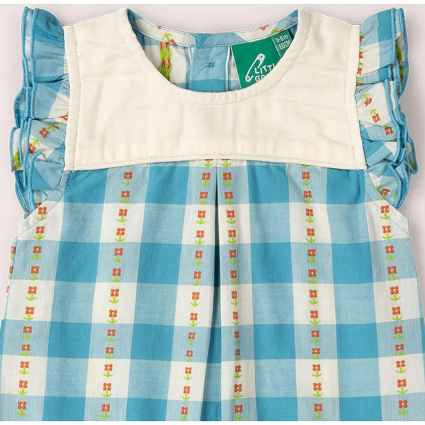 Blue Flowers Frill Summer Romper, Blue